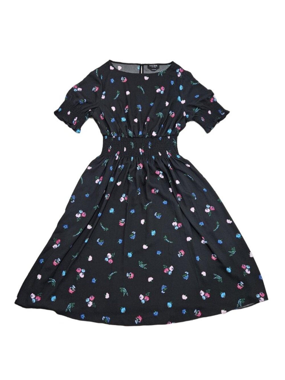 NWT Kate Spade Chinoiserie Buds Blaire Black Floral Puff Sleeve Midi Dress L